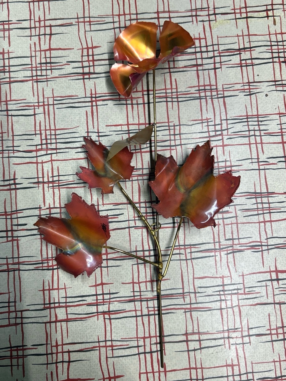 Vintage Floral Leaf Branch Copper Brass Boho Home Decor Fall